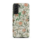 Jasmine William Morris British Floral Samsung Case, Galaxy S21 Plus / Matte, Smartphone Case Floral Pattern Green Leaves Orange Pink Berries