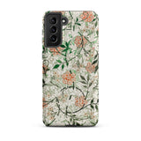 Jasmine - William Morris British Floral Samsung Case, Galaxy S21 Plus / Matte, Smartphone Case Floral Pattern Green Leaves Orange-pink