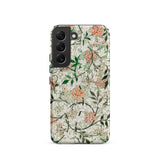 Jasmine - William Morris British Floral Samsung Case, Galaxy S22 / Matte, Smartphone Case Floral Pattern Green Leaves Orange-red Flowers