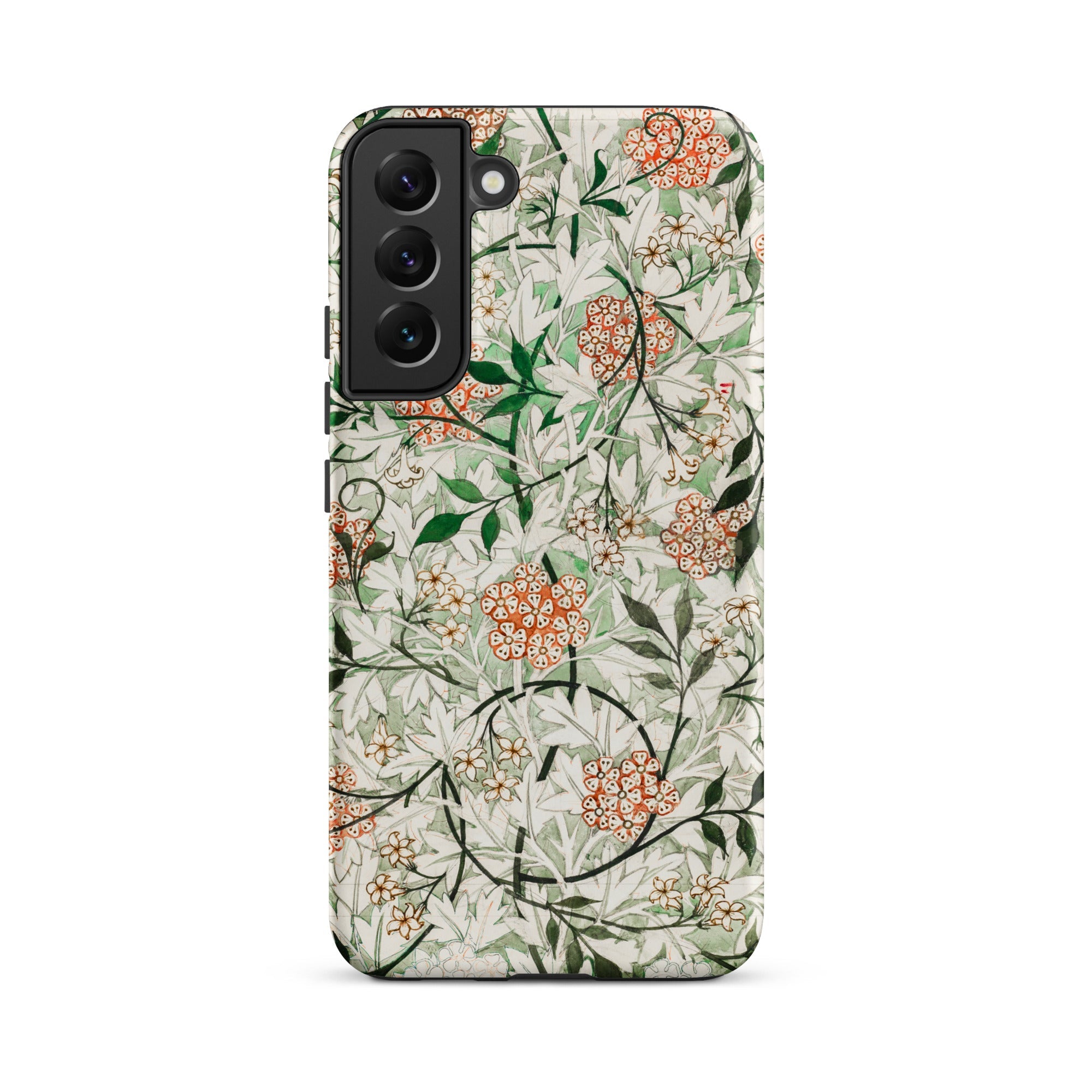 Jasmine William Morris British Floral Samsung Case, Galaxy S22 Plus / Matte, Smartphone Case White Green Orange Floral Pattern