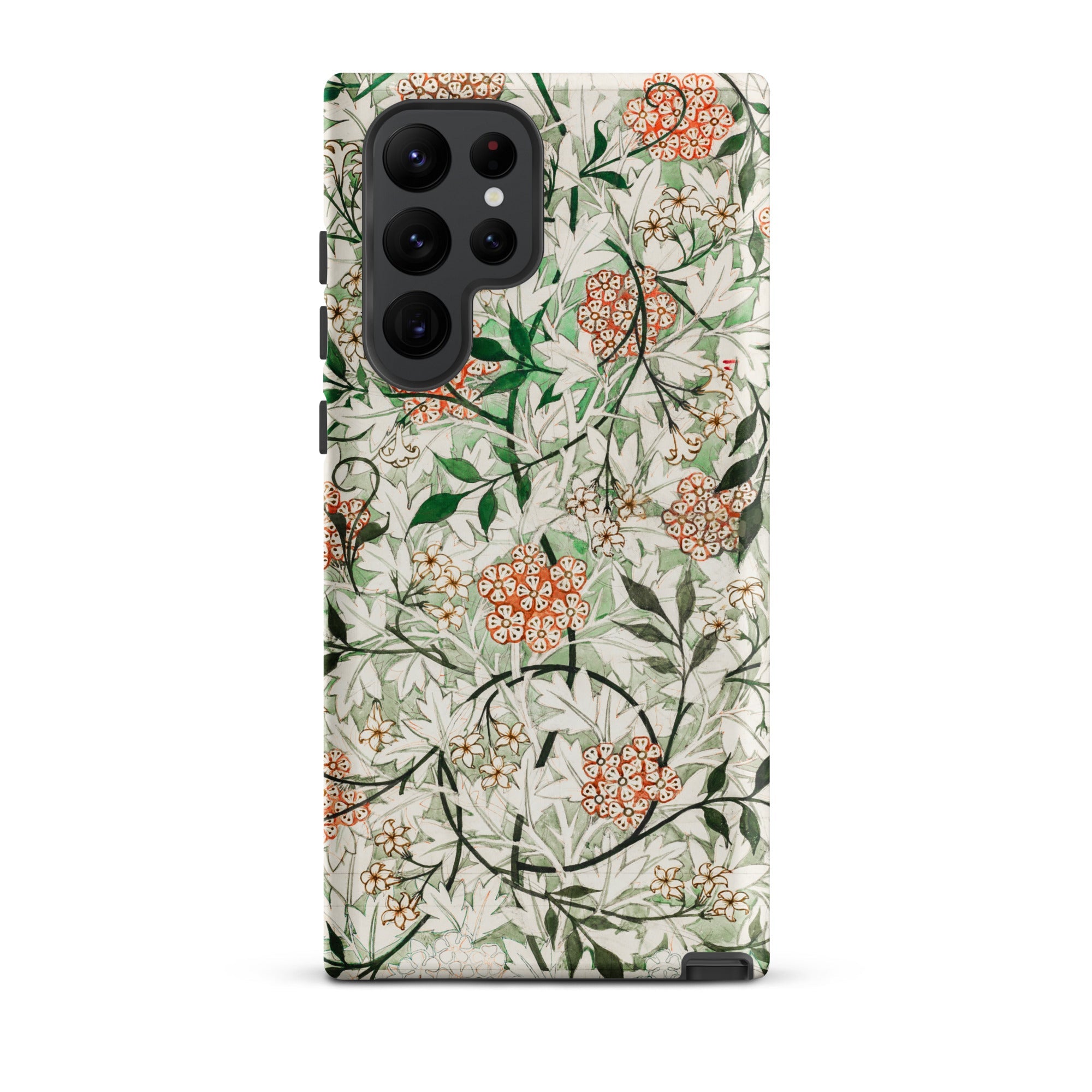 Jasmine William Morris British Floral Samsung Case, Galaxy S22 Ultra / Matte, Phone Case Floral Pattern Green Leaves Orange Berries