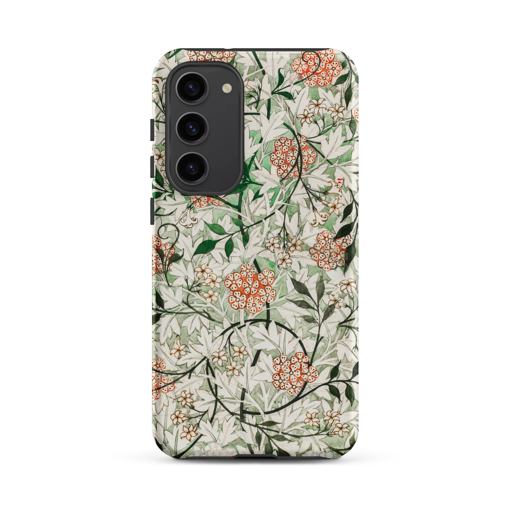 Jasmine William Morris British Floral Samsung Case, Galaxy S23 Plus / Matte, Phone Case Floral Pattern Green Leaves Orange Red Berries