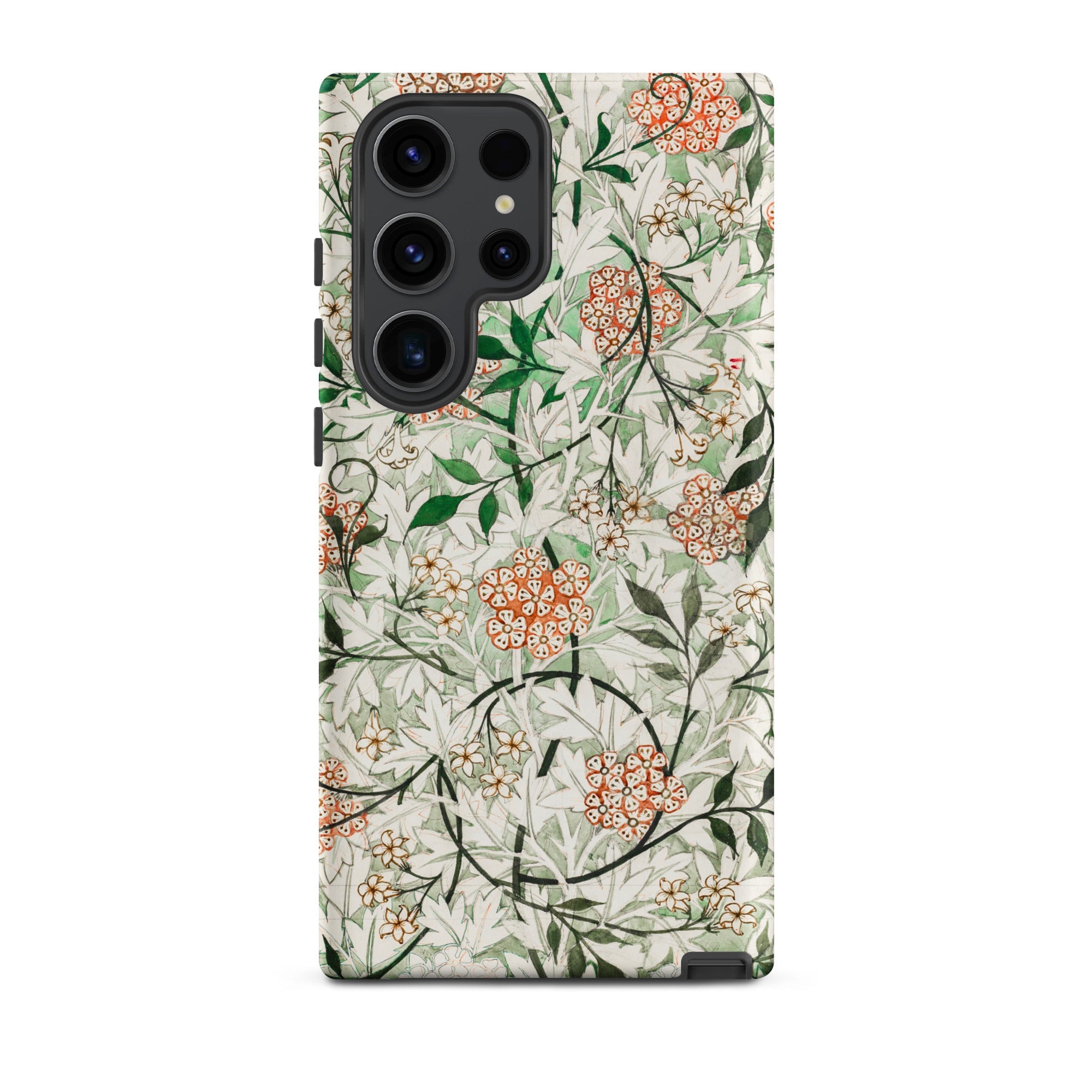 Jasmine William Morris British Floral Samsung Case, Galaxy S23 Ultra / Matte, Smartphone Case Intricate Floral Pattern Green Leaves Clusters