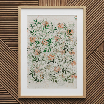 Jasmine - William Morris Britse Bloemen Textiel Kunst Print, 20x30’’ / 51x76cm / Natuurlijke Lijst / 2’’ Passe-partout, Posters Prints & Visuele