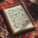 Jasmine - William Morris British Floral Textile Art Print, Framed Embroidery Artwork Delicate Floral Leaf Designs