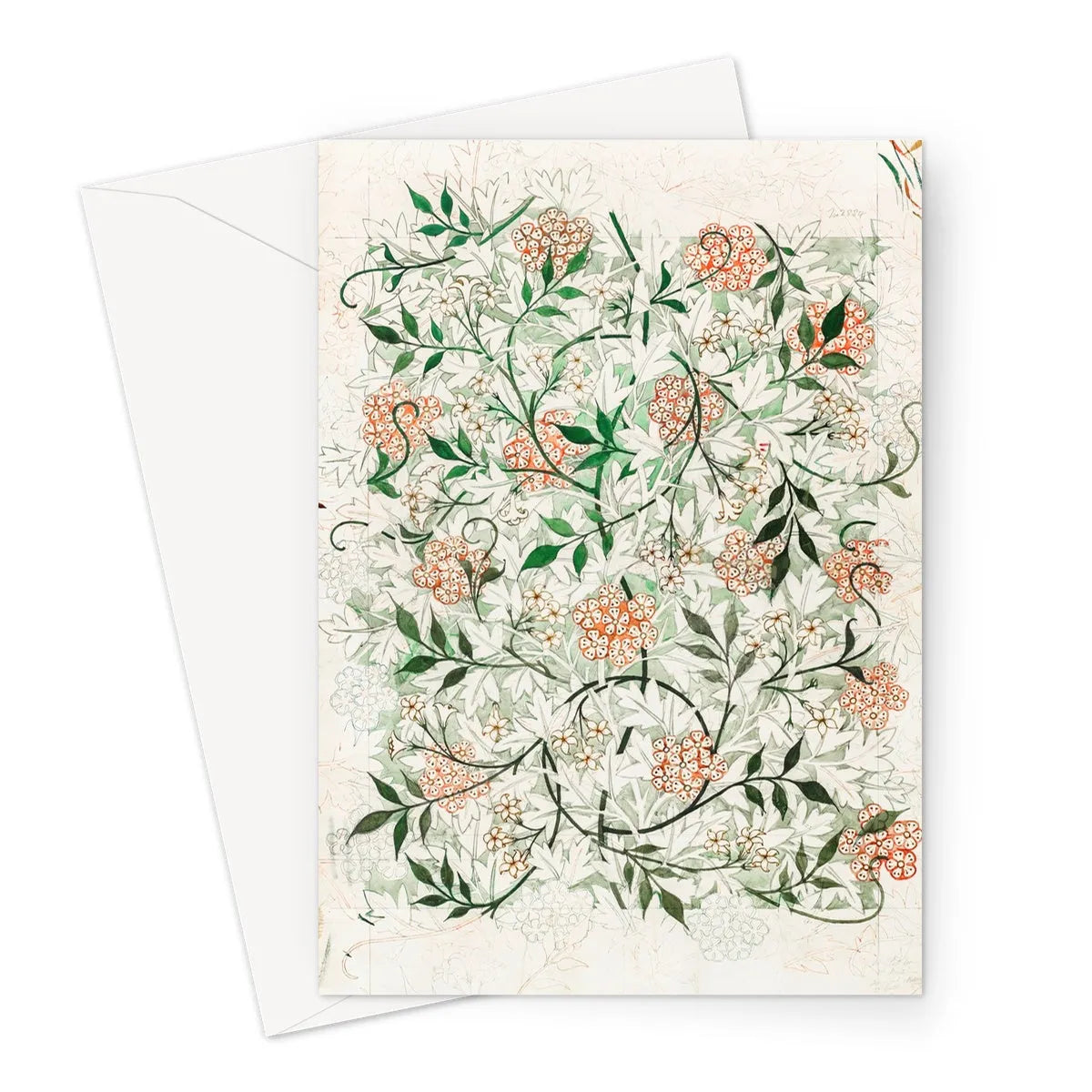 Jasmine - William Morris British Textile Art Greeting Card - A5 Portrait / 1 Card - Greeting & Note Cards - Aesthetic
