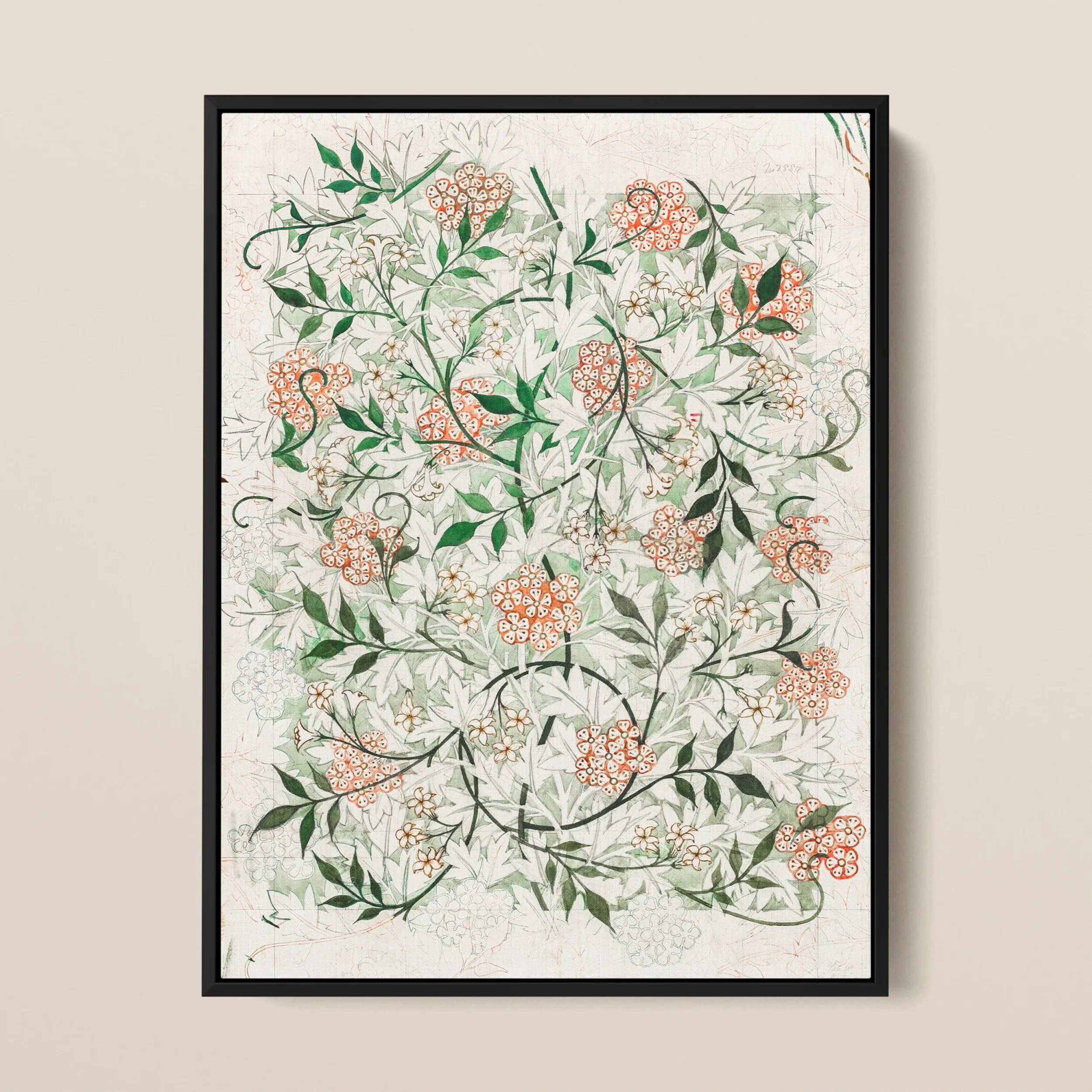 Jasmine - William Morris Floral Pattern Framed Canvas Posters Prints & Visual Artwork