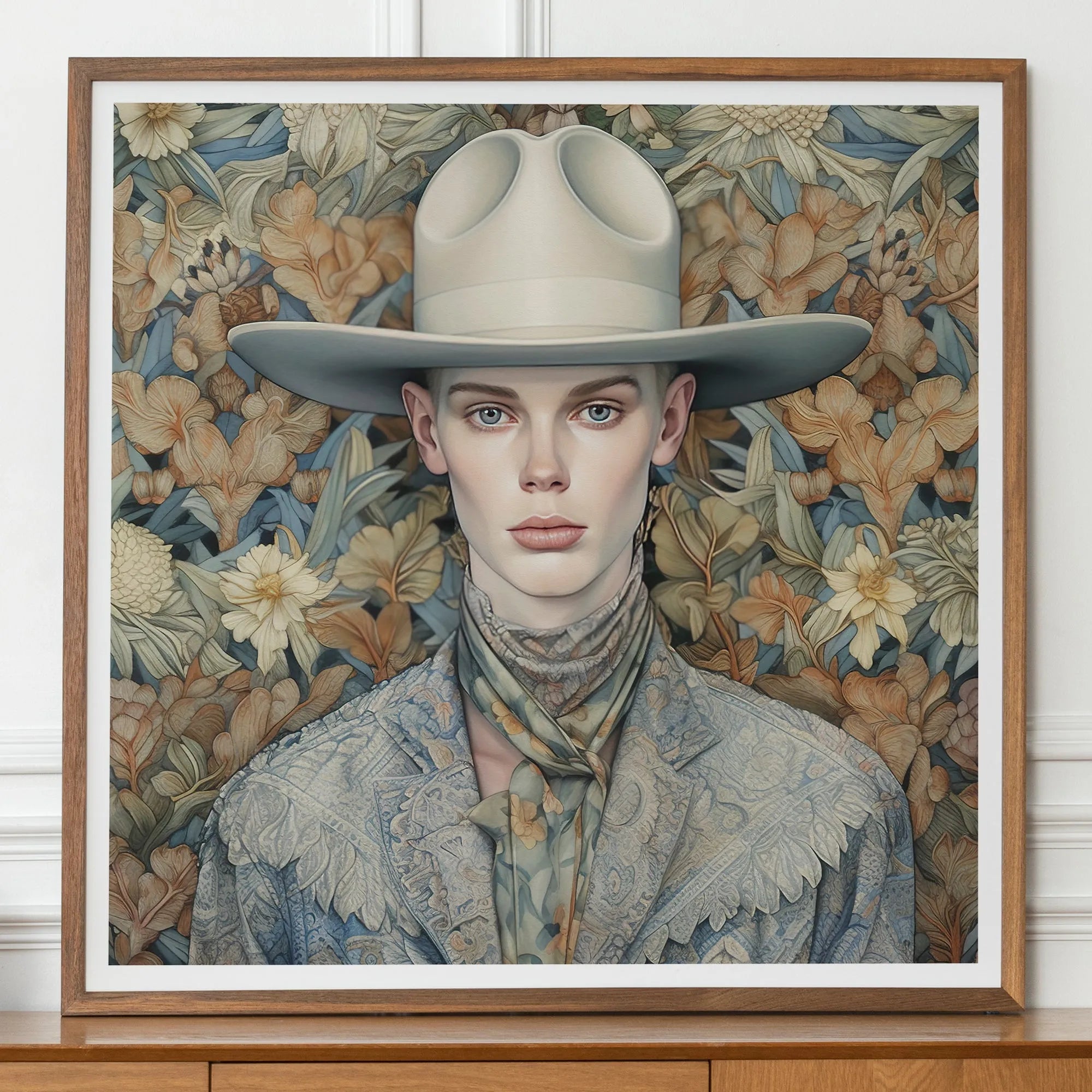 Jasper - Gay Cowboy Art Print - Twink Outlaw Queerart Dandy - 30’x30’ - Posters Prints & Visual Artwork - Aesthetic Art