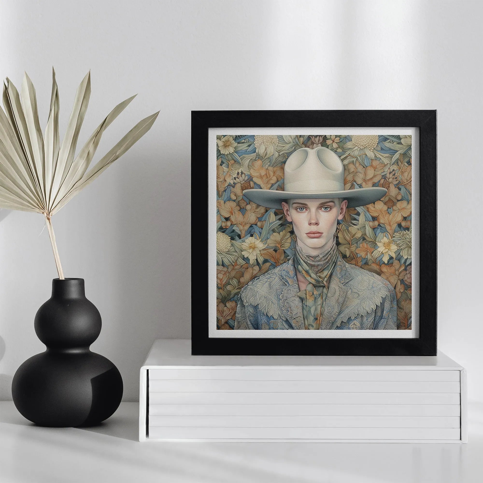 Jasper - Gay Cowboy Art Print - Twink Outlaw Queerart Dandy - 16’x16’ - Posters Prints & Visual Artwork - Aesthetic Art