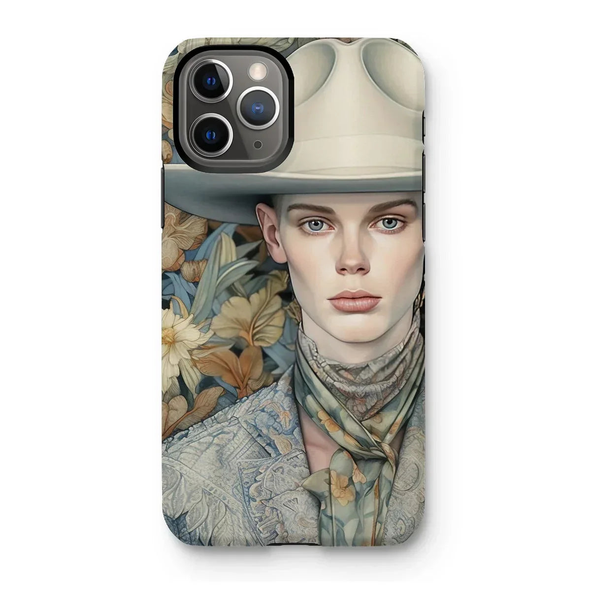 Jasper - Twink Cowboy Art Iphone Case, 11 Pro / Matte, Phone Case Artistic Portrait Person Cowboy Hat Floral-patterned