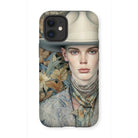 Jasper - Twink Cowboy Art Iphone Case, 12 Mini / Matte, Phone Case Artistic Portrait Person Cowboy Hat Floral-patterned