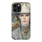 Jasper - Twink Cowboy Art Iphone Case, 12 Pro Max / Matte, Phone Case Artistic Portrait Person Cowboy Hat Floral-patterned