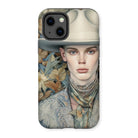 Jasper - Twink Cowboy Art Iphone Case, 13 / Matte, Phone Case Artistic Portrait Person Wide-brimmed Hat Floral-patterned