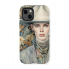 Jasper - Twink Cowboy Art Iphone Case, 13 Mini / Matte, Phone Case Artistic Portrait Person Cowboy Hat Floral-patterned