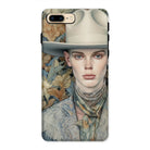 Jasper - Twink Cowboy Art Iphone Case, 8 Plus / Matte, Phone Case Artistic Portrait Person Wide-brimmed Hat Floral-patterned