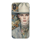 Jasper - Twink Cowboy Art Iphone Case, x / Matte, Phone Case Portrait Person White Cowboy Hat Floral-patterned