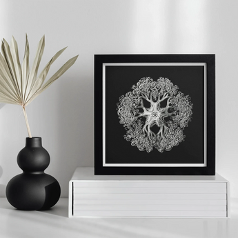 Jellyfish - Ernst Haeckel Ocean Life Art Print, Black White Framed Artwork Intricate Circular Jellyfish Design