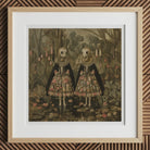 Jenny & June - Surreal Alien Twins Art Print, 12x12’’ / 31x31cm / Natural Frame / 2’’ Matboard, Framed Artwork Two Figures Skull-like Faces