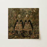 Jenny & June - Surreal Alien Twins Art Print / Canvas, 12x12’’ / 31x31cm / Unframed / no Border, Posters Prints Visual Artwork, Toby Leon