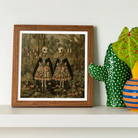 Jenny & June - Surreal Alien Twins Art Print, Framed Artwork Two Figures Ornate Dresses Forest-like