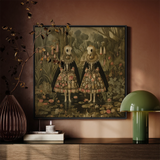 Jenny & June - Surreal Alien Twins Framed Canvas, Framed Artwork Two Figures Swamp