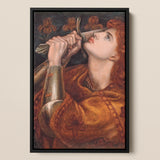 Joan of Arc - Dante Gabriel Rossetti Framed Canvas, Painting Woman Red Hair Horn Upwards
