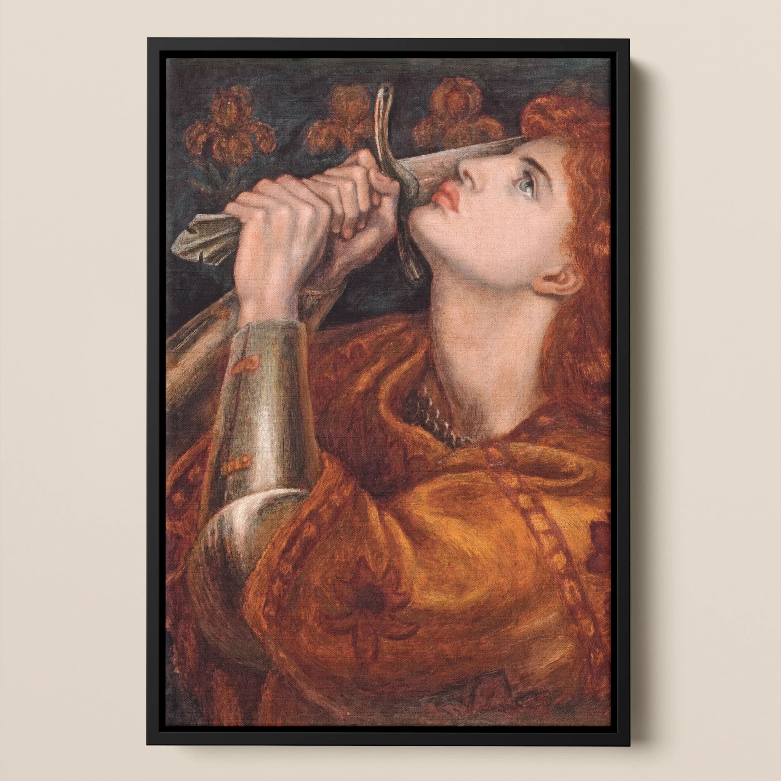 Joan of Arc - Dante Gabriel Rossetti Framed Canvas