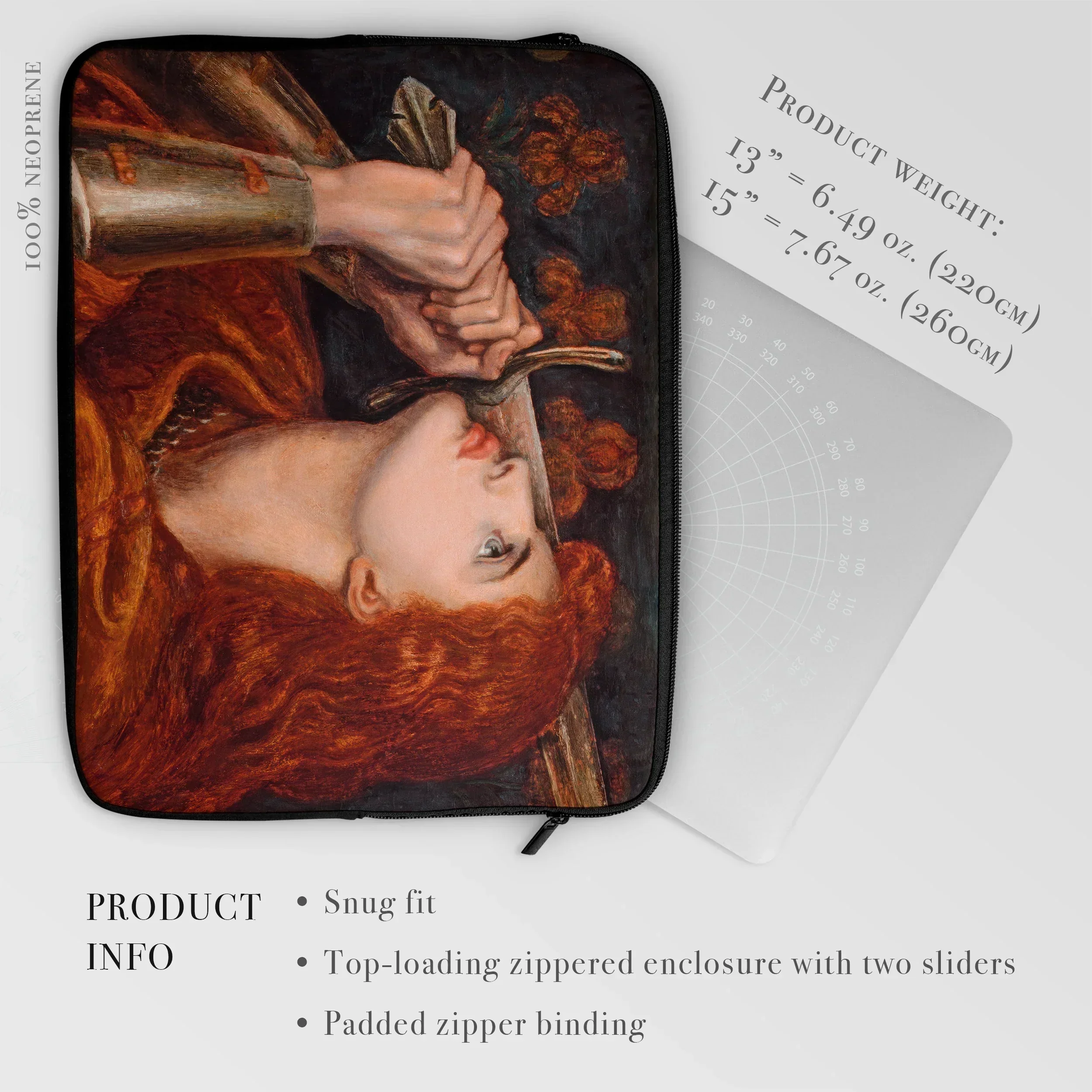 Joan of Arc - Dante Gabriel Rossetti Laptop Sleeve, Laptop Sleeve Renaissance-style Painting Figure Red Hair