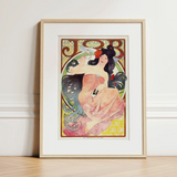 Job - Stampa Art Nouveau di Alphonse Mucha / Tela, 12x18’’ / 31x46cm / Cornice naturale / Passe-partout, Poster, Stampe e Opere d’arte visiva, Toby Leon