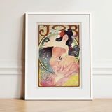 Job - Stampa Art Nouveau di Alphonse Mucha / Tela, 12x18’’ / 31x46cm / Cornice bianca / Passe-partout, Poster, Stampe e Opere d’arte visiva, Toby Leon