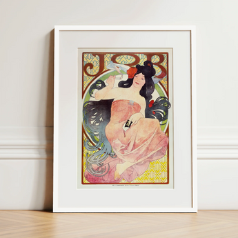 Job - Stampa Art Nouveau di Alphonse Mucha / Tela, 12x18’’ / 31x46cm / Cornice bianca / Passe-partout, Poster, Stampe e Opere d’arte visiva, Toby Leon