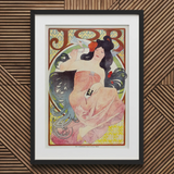 Job - Alphonse Mucha Art Nouveau Print / Canvas Black-framed Art Print Nouveau Illustration Woman Pink Attire Alphonse Mucha, Mucha Art,