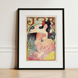 Job - Alphonse Mucha Art Nouveau Print / Canvas Framed Art Nouveau Poster Woman Pink Peach Attire Alphonse Mucha, Mucha Art, Nouveau,