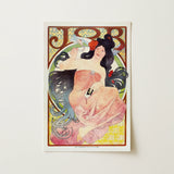 Job - Alphonse Mucha Art Nouveau Print / Canvas Art Nouveau Poster Woman Pink Attire Intricate Black Alphonse Mucha, Mucha Art, Nouveau,