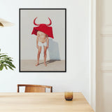 Joysticks - Surreal Gay Matador Framed Canvas, Framed Bull-themed Art