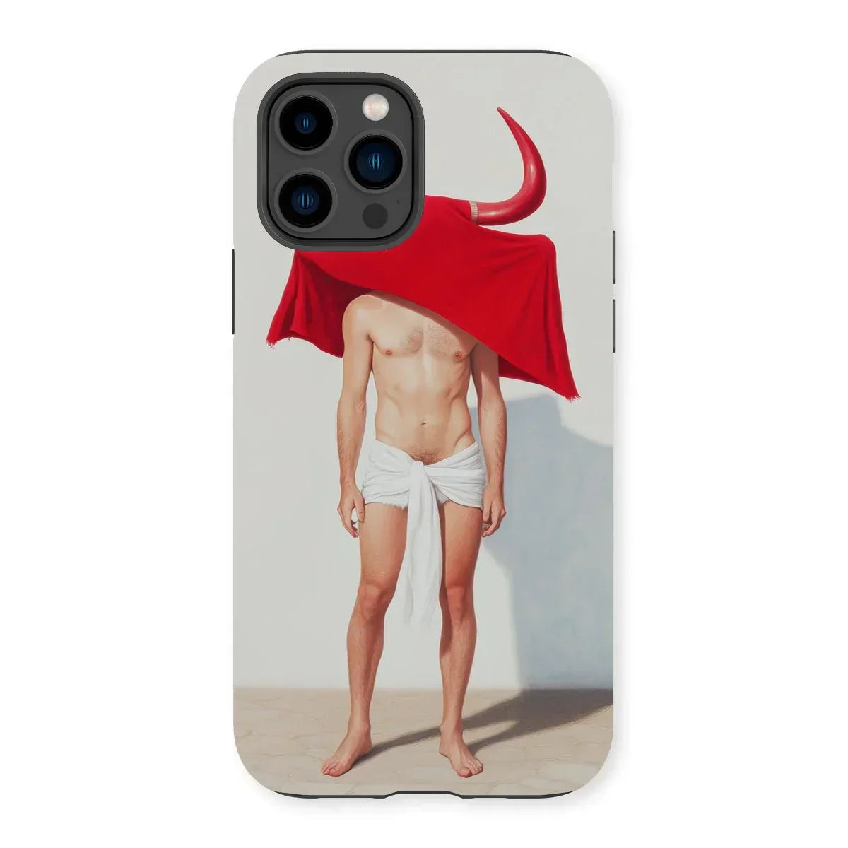 Joysticks - Surreal Gay Matador Iphone Case, 14 Pro / Matte, Phone Case Surreal Design Shirtless Figure Red Cloth