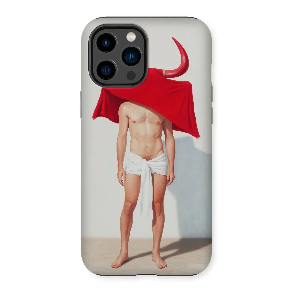 Joysticks - Surreal Gay Matador Iphone Case, 14 Pro Max / Matte, Phone Case Surreal Shirtless Figure Red Cloth Draped