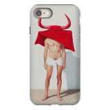 Joysticks - Surreal Gay Matador Iphone Case, 8 / Matte, Phone Case Surreal Shirtless Figure Red Bull-horned Cloth