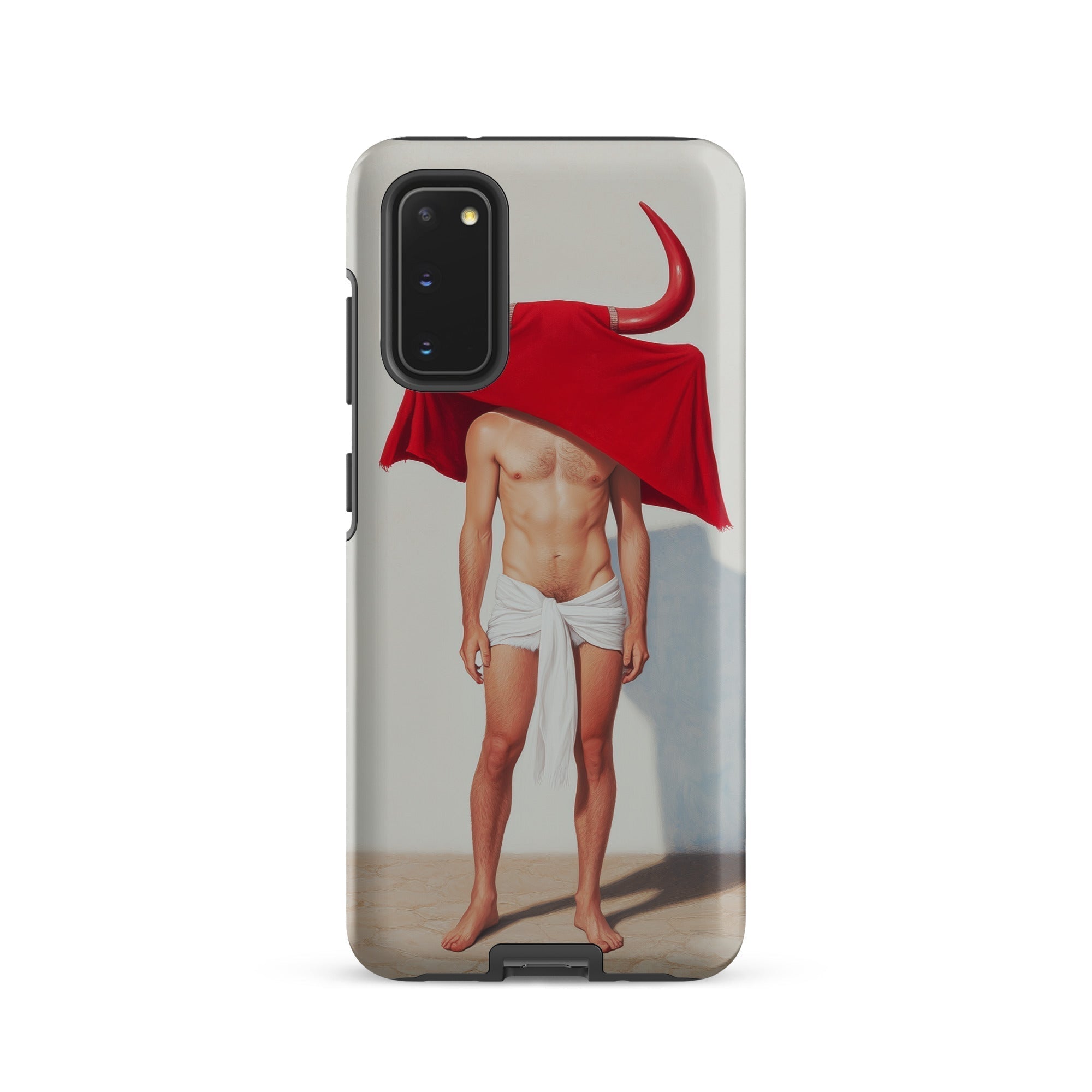 Joysticks Surreal Gay Matador Samsung Case, Galaxy S20 / Matte, White Phone Case Surreal Shirtless Person Red Bull