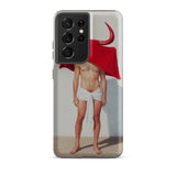 Joysticks - Surreal Gay Matador Samsung Case, Galaxy S21 Ultra / Matte, Phone Case Half-naked Man Red Bull Costume Head