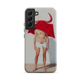 Joysticks - Surreal Gay Matador Samsung Case, Galaxy S22 Plus / Matte, Phone Case Artwork Shirtless Person Bull’s Head Red