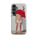 Joysticks - Surreal Gay Matador Samsung Case, Galaxy S24 Plus / Matte, White Smartphone Case Bull Man Design