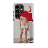 Joysticks - Surreal Gay Matador Samsung Case, Galaxy S24 Ultra / Matte, Phone Case Design Shirtless Man Draped Red Cloak