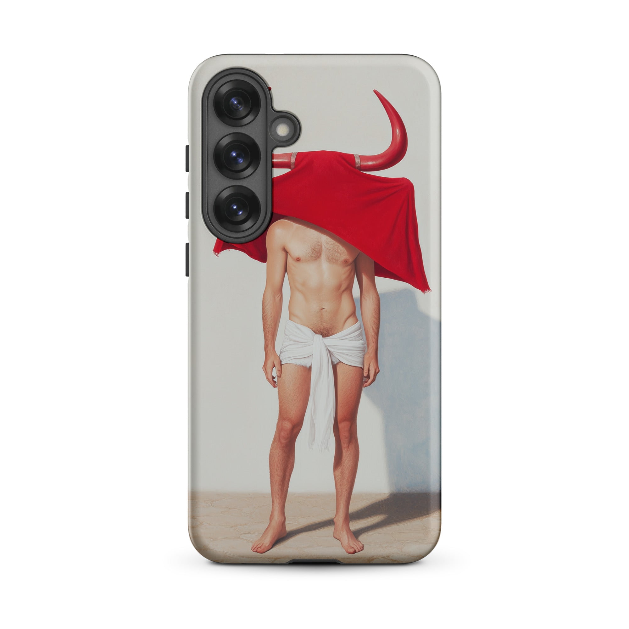 Joysticks Surreal Gay Matador Samsung Case, Galaxy S25 Plus / Matte, White Phone Case Surreal Painting Shirtless Man Red