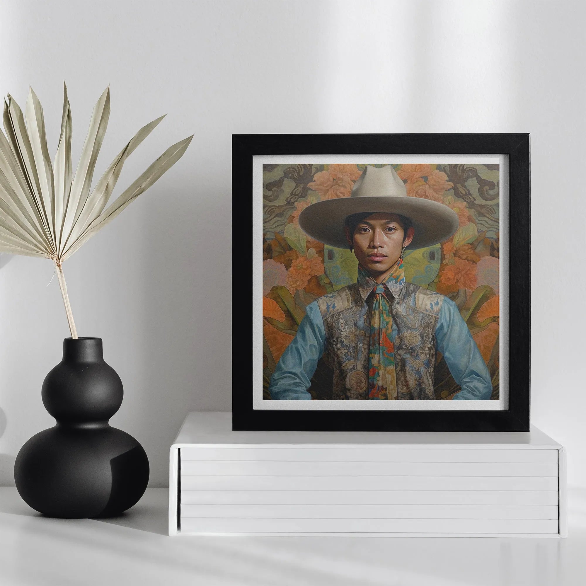 Junada - Gay Asian Cowboy Art Print - Malay Gaysian Dandy - 16’x16’ - Posters Prints & Visual Artwork - Aesthetic Art