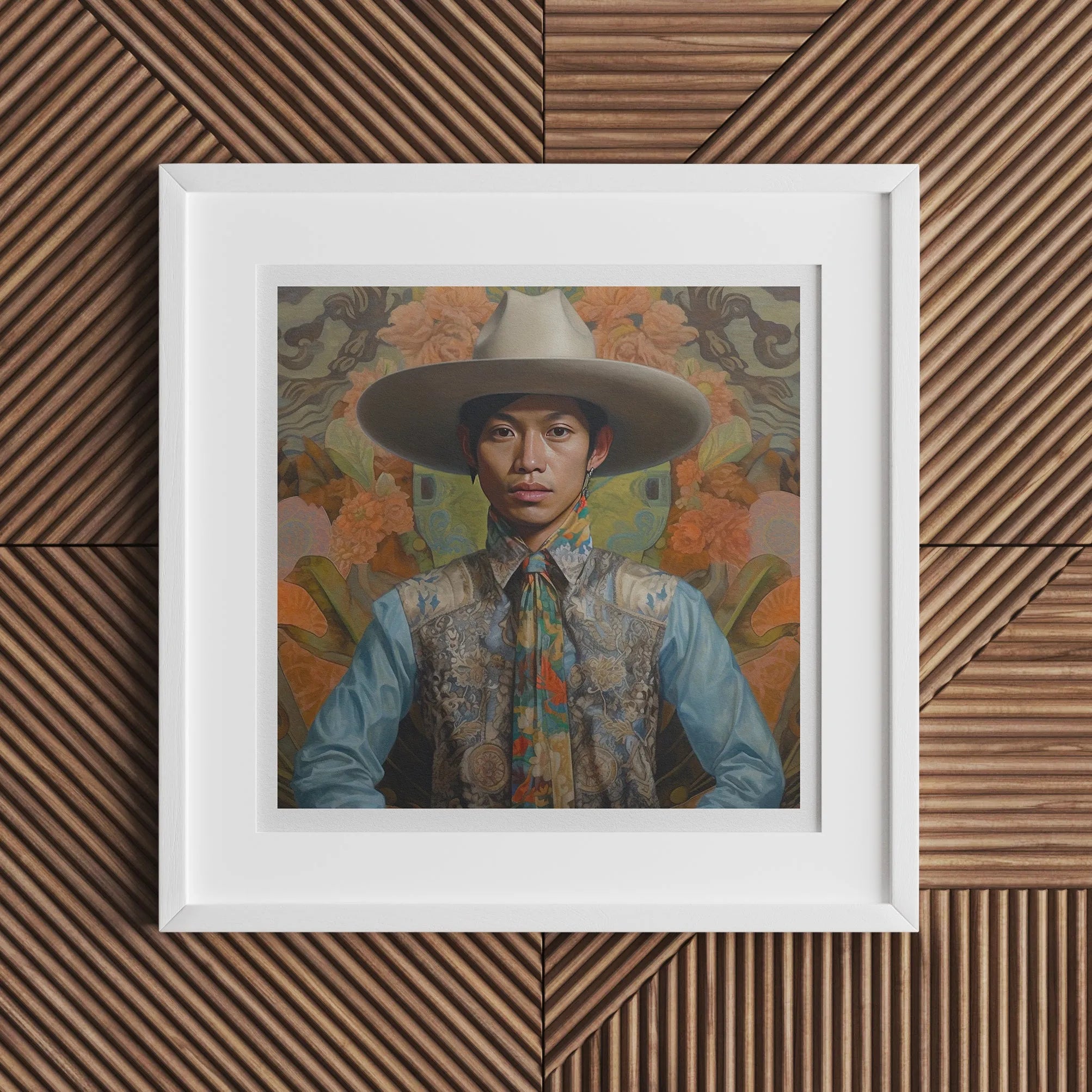Junada - Gay Asian Cowboy Art Print - Malay Gaysian Dandy - 20’x20’ - Posters Prints & Visual Artwork - Aesthetic Art