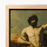 Framed Canvas Print Classical Painting Muscular Bearded Man Heinrich Friedrich Füger, Paints, Jupiter’s, Fist, Locked, Overhead, Pale Olive