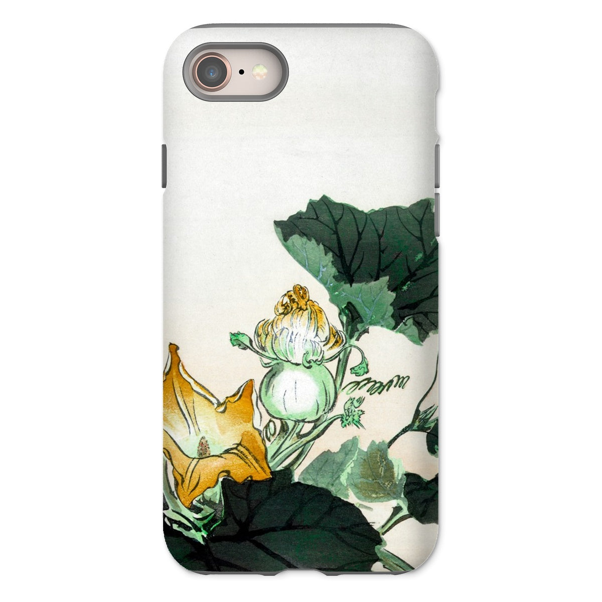 Kabocha Ni Tonbou Ogata Gekko Ukiyo e Iphone Case, 8 / Matte, Phone Case Floral Watercolor Design Green Leaves Yellow