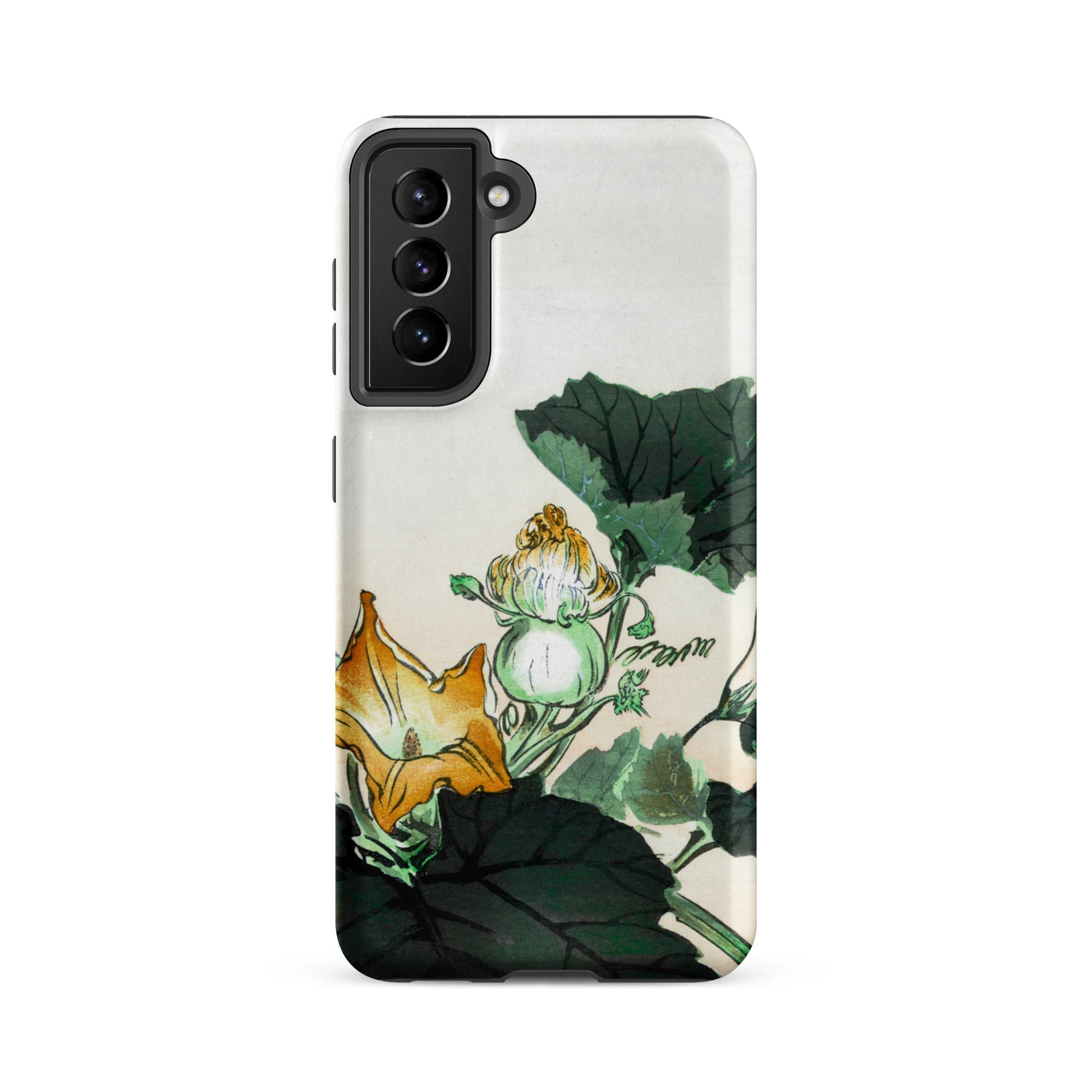 Kabocha Ni Tonbou Ogata Gekko Ukiyo e Samsung Case, Galaxy S21 Fe / Matte, White Phone Case Botanical Illustration Yellow Squash Blossom