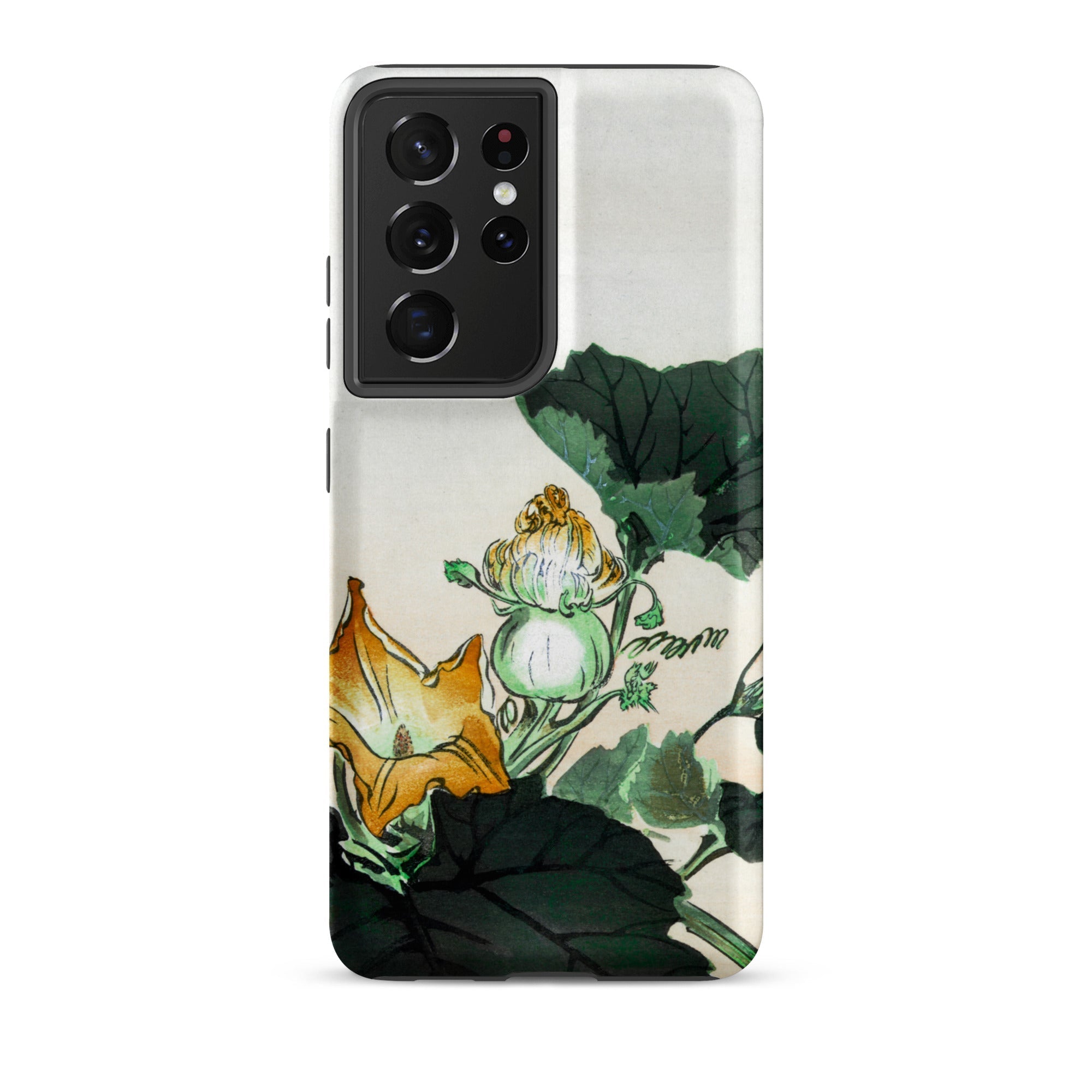 Kabocha Ni Tonbou Ogata Gekko Ukiyo e Samsung Case, Galaxy S21 Ultra / Matte, White Phone Case Black Camera Module Vibrant Floral